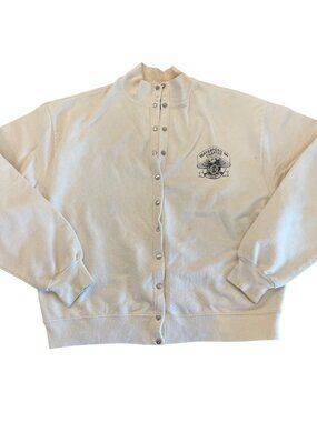 Harley Davidson Y2K Cream Biker Sweater Snap-Front Women's Size L Made in USA